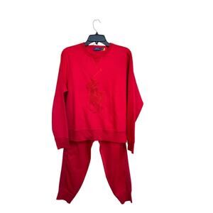 Polo Ralph Lauren Red Tracksuit Set Men’s M Big Pony Sweatshirt Joggers